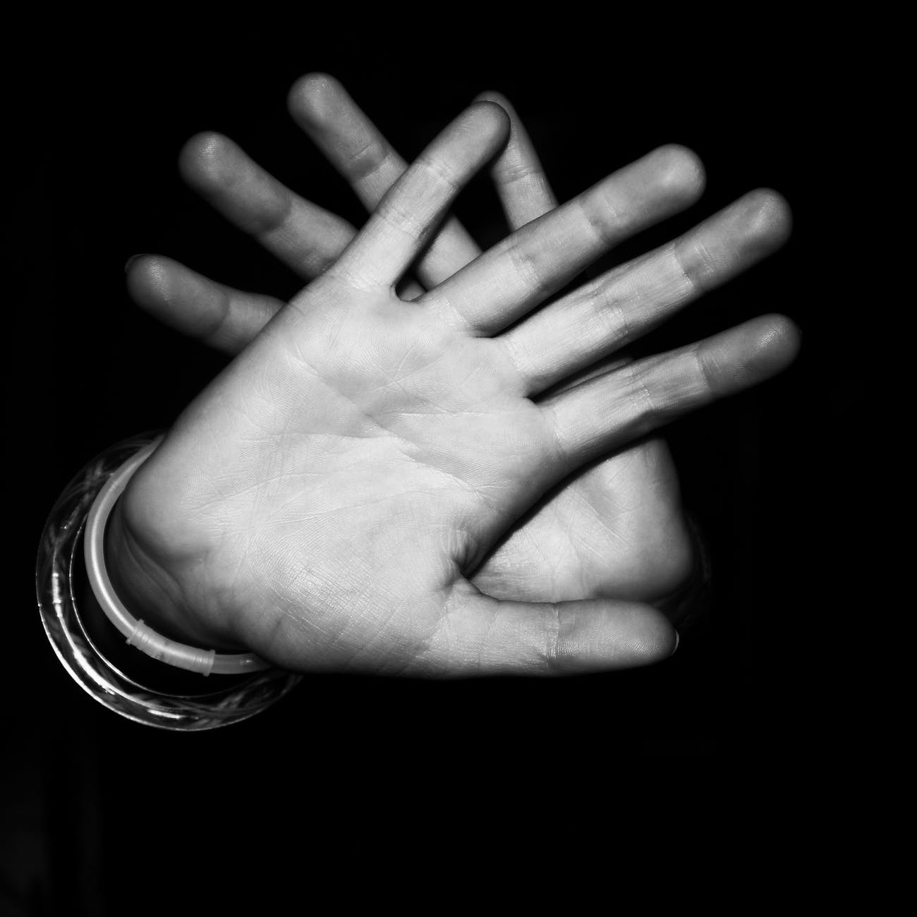 hands black and white fingers palm