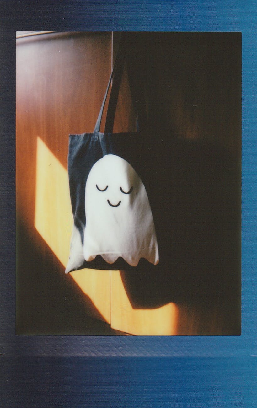 halloween tote bag with ghost
